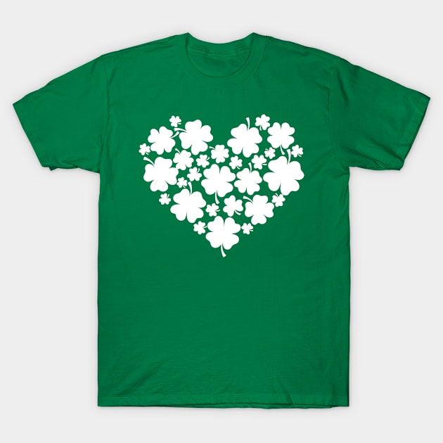 Heart Shamrock Lucky St Patricks Day T-Shirt by Linda Lisa